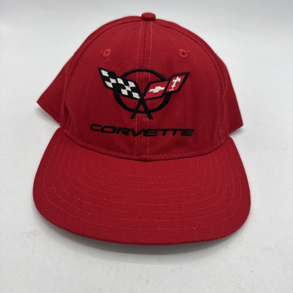 Vintage Corvette Hat‎ Snapback Cap Racing Red Chevy Chevrolet 90s 80s Cars